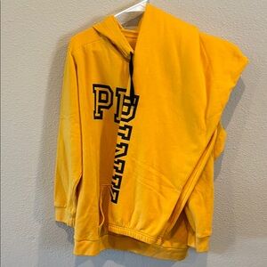 L PINK yellow matching hoodie and pants set